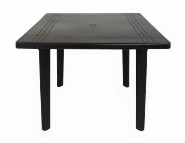 Mesa + 4 bancos plástico preto para festa