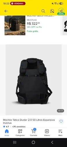 Mochila Invictus de carga 50 litros com barrigueira