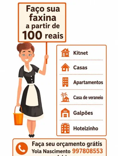 Faço sua faxina a partir de 100 reais....