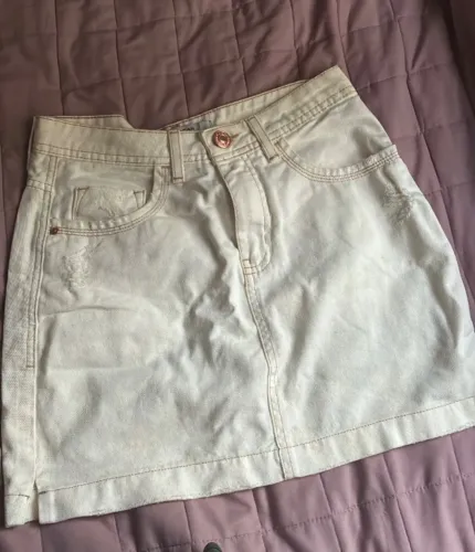 Saia Jeans Bege C&A (34)
