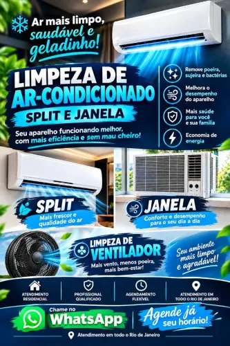 Limpeza e Higienização de ar condicionado, e Ventiladores. Faça seu orçamento.