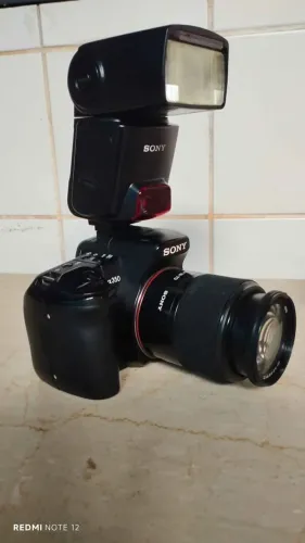 Kit Câmera Sony Alpha 350 + Flash Externo + 2 Baterias e Acessórios (Sem Fungos