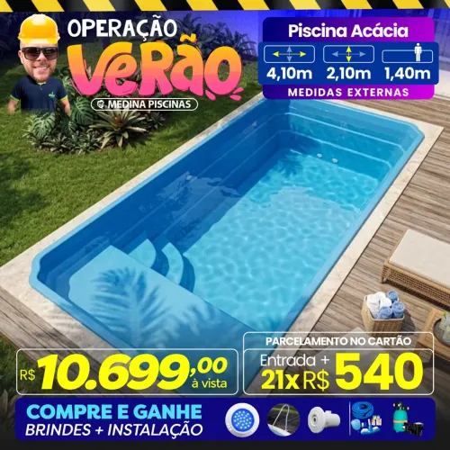 Piscina Acácia 4,10m 2,10m 1,40m