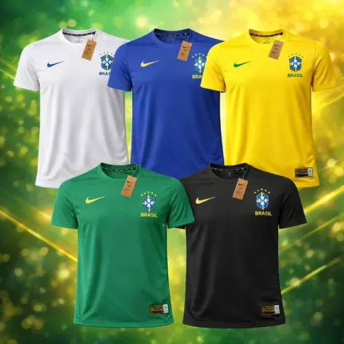Camisa do Brasil Seleção Brasileira Básica Dry Fit Futebol Torcedor Masculina - Atacado