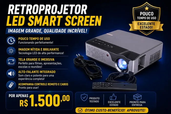 ? RETROPROJETOR SMART LED SEMINOVO - IMAGEM GIGANTE E QUALIDADE INCRÍVEL! ?