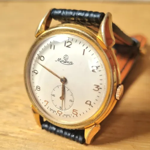 Raro Relógio Minerva Suíço 37mm anos 50/60 à corda calibre 49 Vintage Antigo