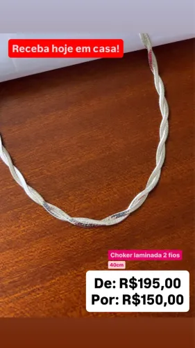 Chocker Laminada 2 fios 40cm Prata 925