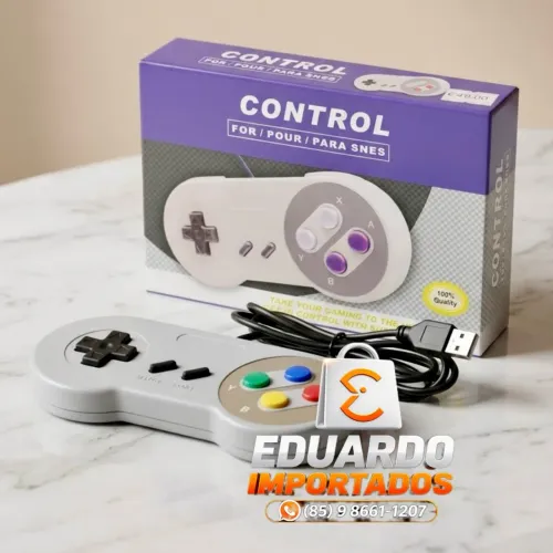 Controle com fio USB estilo Super Nintendo (SNES) para PC/Notebook videogame