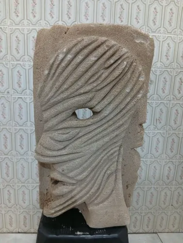 Escultura Abstrata Dupla Face em Pedra Natural - 55cm