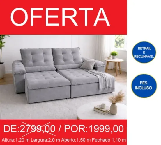 Estofado bi partido reclinável entrega grátis - Parcele sem juros!