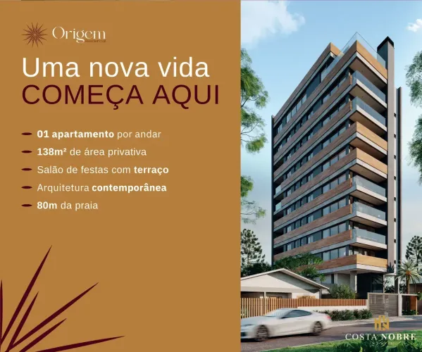 Apartamento Novo com 138 m² e 3 Suítes no Jardim Ultramar Balneário Gaivota/SC