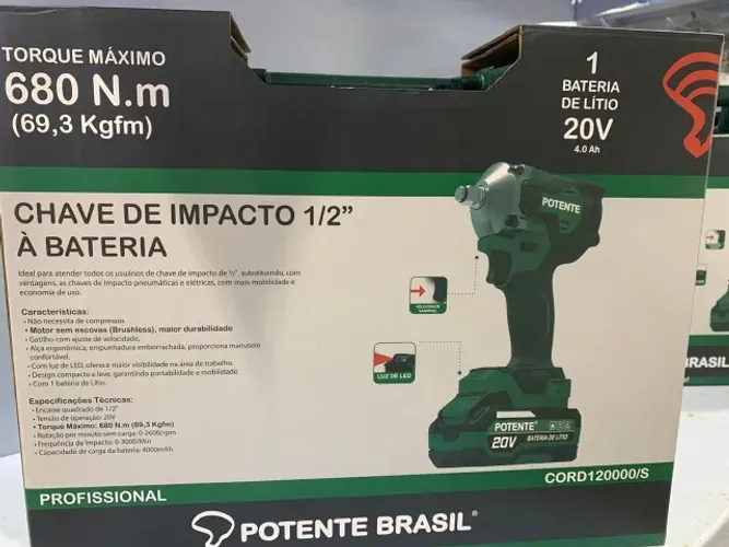 CHAVE DE IMPACTO 1/2" 680NM 20V COM 1 BATERIA 4AH MOTOR