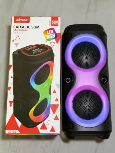 Caixa de Som Bluetooth Portátil 50W com LED RGB ? Nova
