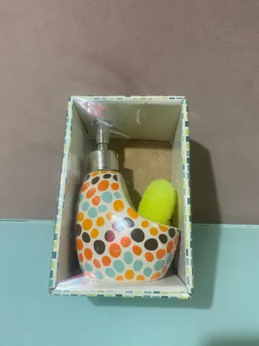 Dispensador de Sabonete Líquido com Porta Esponja em Cerâmica Novo Lacrado