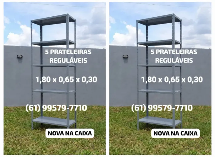 Estante de Aço 5 Prateleiras Reguláveis 1,80m 65cm x 30cm (Nova na Caixa)