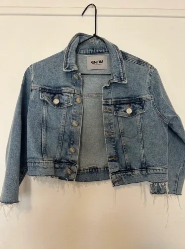 jaqueta jeans enfim cropped azul