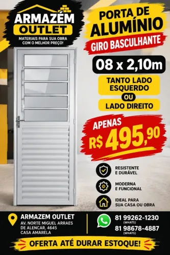 PORTA ALUMÍNIO 0,80x2,10 POSTIGO/BASCULANTE