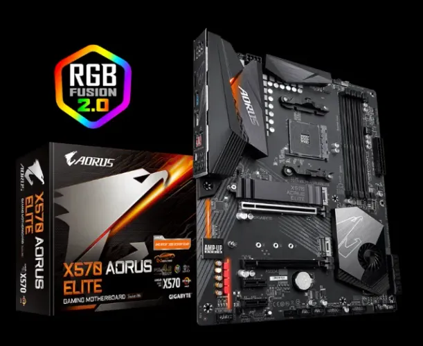 Kit Placa Mãe X570 AORUS ELITE, Processador AMD Ryzen 9 3900x, 16Gb (8x2) Memória Corsair