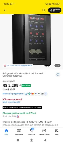Vendo adega de bebidas novinha para bota no quarto e bebe sua bebida trincado