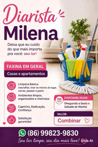 Sou diárista , sou baba , limpeza basica