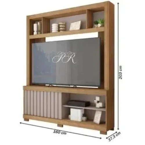 Estante Cinne 1.6 Lamina Tv Até 55 Cor Mel Cacao Caemmun