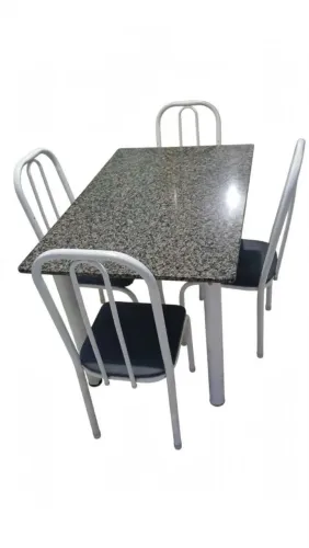 Mesa base de metal e tampo de granito