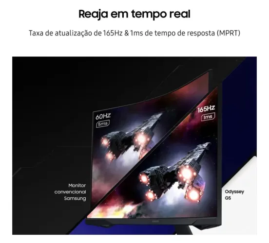 Monitor Gamer Samsung 27 polegadas, G5, 165HZ (Aceito cartão)