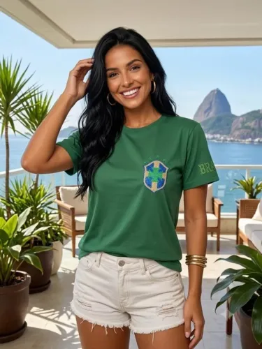 Vista o Orgulho de Ser Brasileira! Blusa verde bandeira da seleção brasileira ?