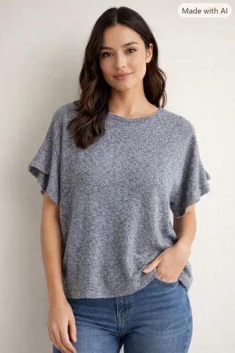 Blusa tipo cropped tam único cinza Marfinno