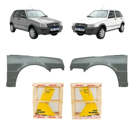 Par Paralama Fiat Uno Mille Way 2005 2006 07 08 A 2013 Novo