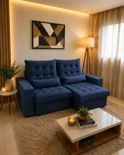 Sofá Retrátil 3 Lugares com Conforto e Design Moderno