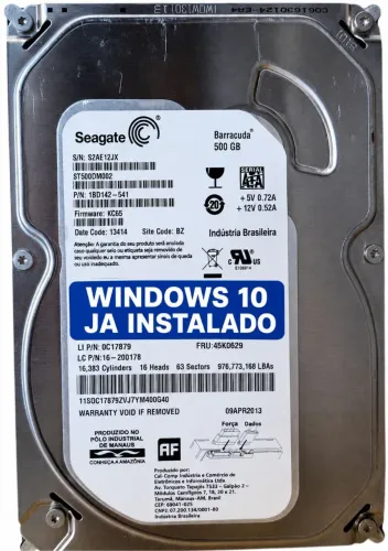 HD 500GB + WINDOWS 10NJA INSTALADO - ACEIRO CARTÕES/ ENTREGO