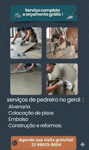 Pedreiro diária a partir de 150