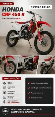 Moto Honda CRF 450cc Trilha 