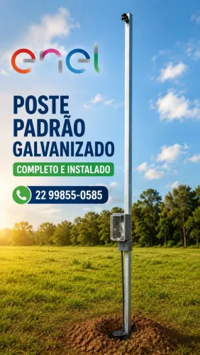 Poste padrão galvanizado completo e instalado 