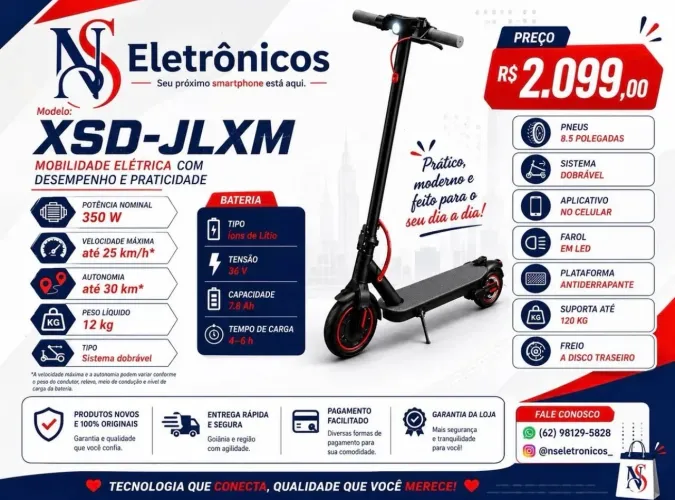 Patinete Elétrico Novo 350w Entregamos Grátis