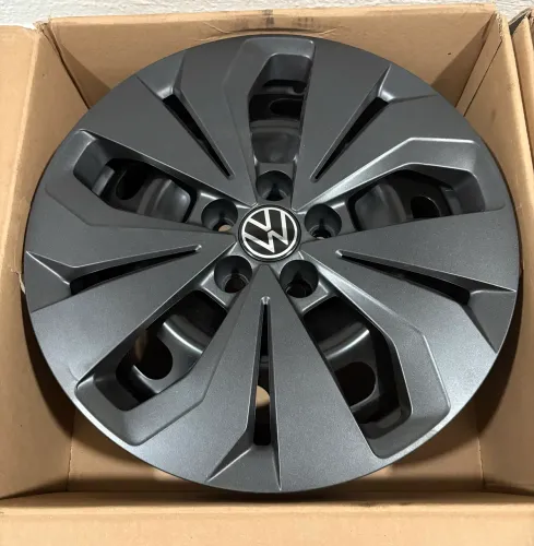 Jogo novo de 4 rodas de ferro pretas (5 FUROS) Aro 16 + Calotas escurecidas Volkswagen