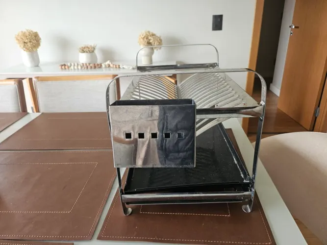 Porta secador de pratos e talheres de alumínio grande