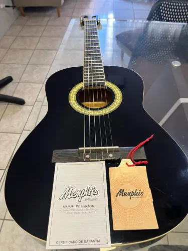 VIOLAO JUVENIL MEMPHIS AC34 NYLON CLASSICO ESTUDANTE COR:PRETO BRILHANTE