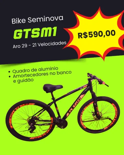 Bike GTSM1 - 21 Velocidades - Aro 29 - Preta/Laranja