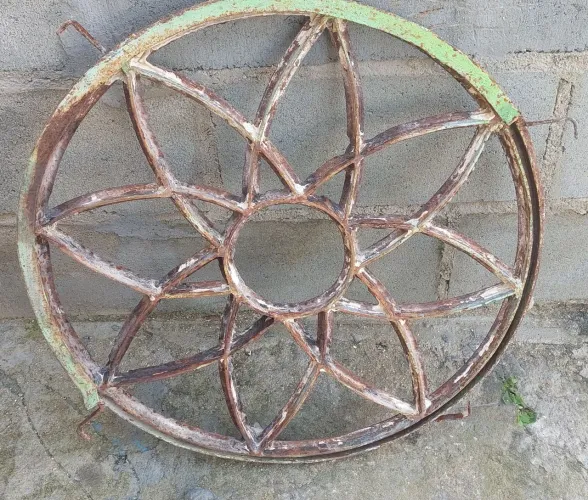 Antiga rosácea vitrô janela construção reforma cozinha rústica antiguidade decoração