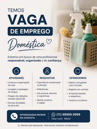 Vaga de empregada doméstica