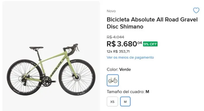 Bicicleta Absolute All Road Gravel Disc Shimano TOP