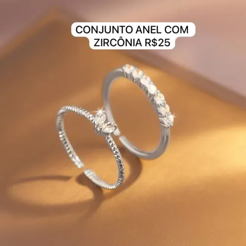 CONJUNTO ANEL COM ZIRCÔNIA 