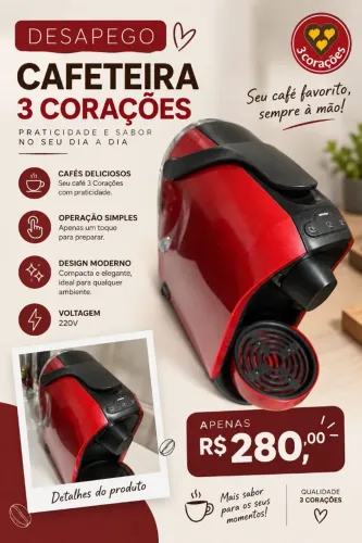 Cafeteira 3 coração 