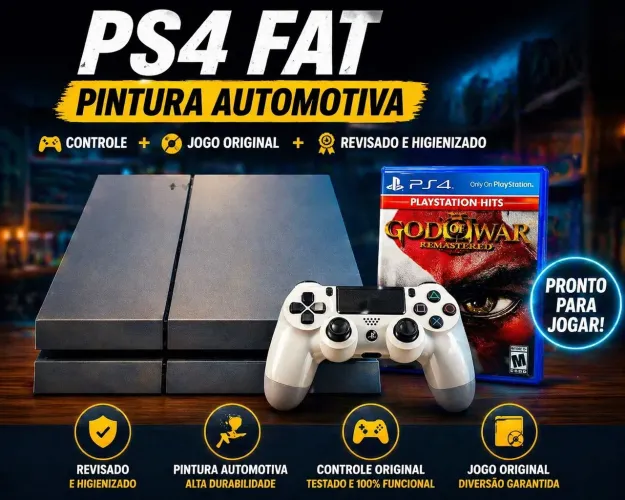 PS4 Fat 500GB - Personalizado e Revisado - Controle Incluso - R$ 1.099