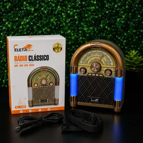 Rádio Clássico Retrô Eletromex EL-1309 Recarregável