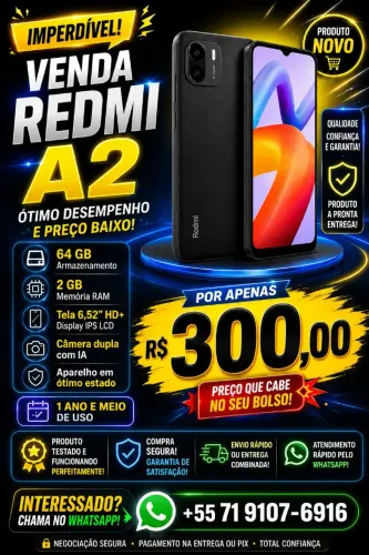 Xiaomi Redmi A2 64GB Preto - Excelente Estado