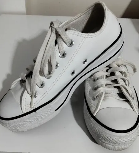 All star couro plataforma