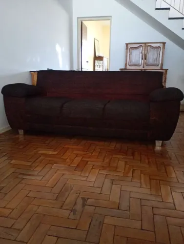 Conjunto sofá 3 lugares Chenille Grena (preto/vinho)